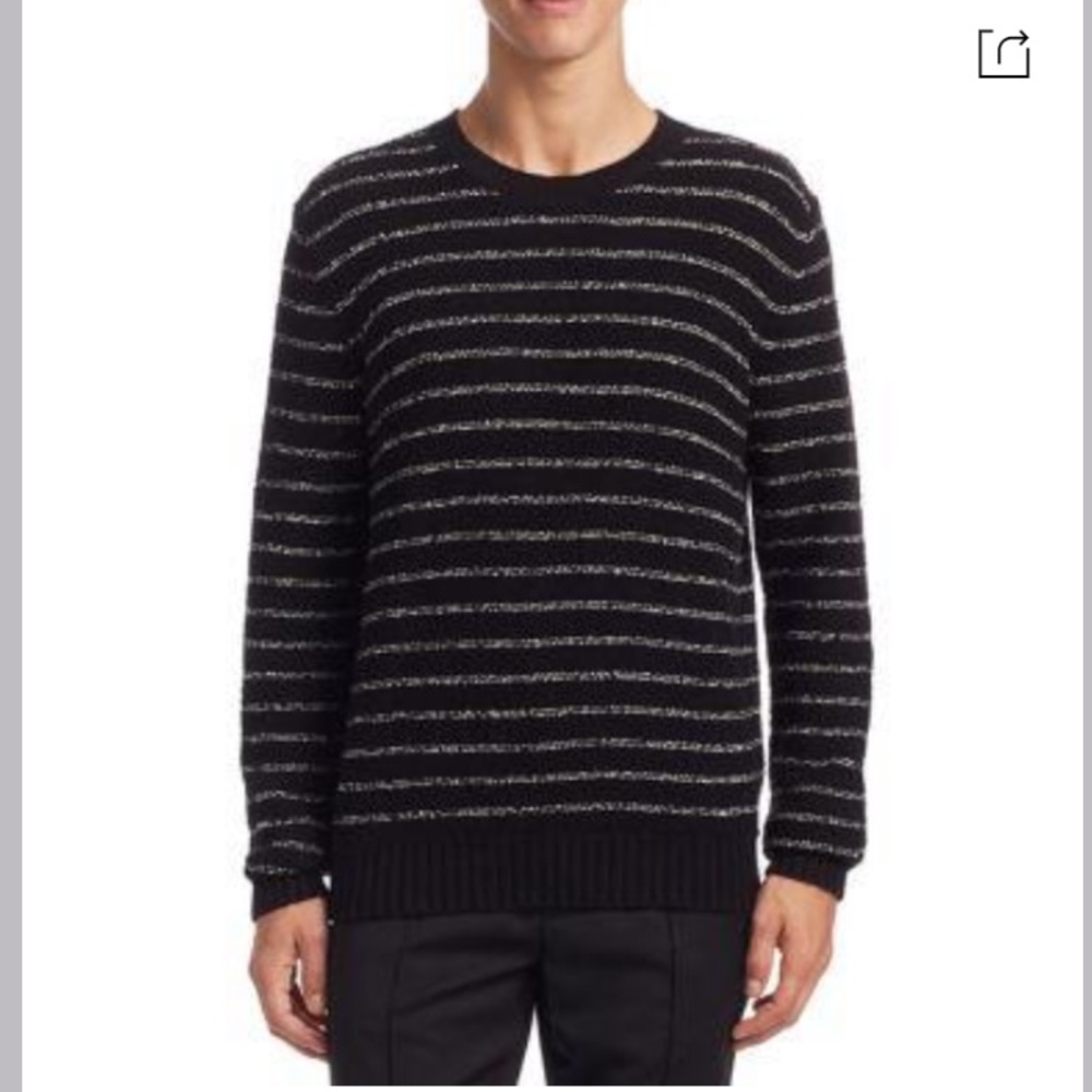 VINCE Stripe Merino Sweater In Black/ Pearl Sz. S